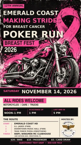 12th Annual Breast Cancer Poker Run event flyer