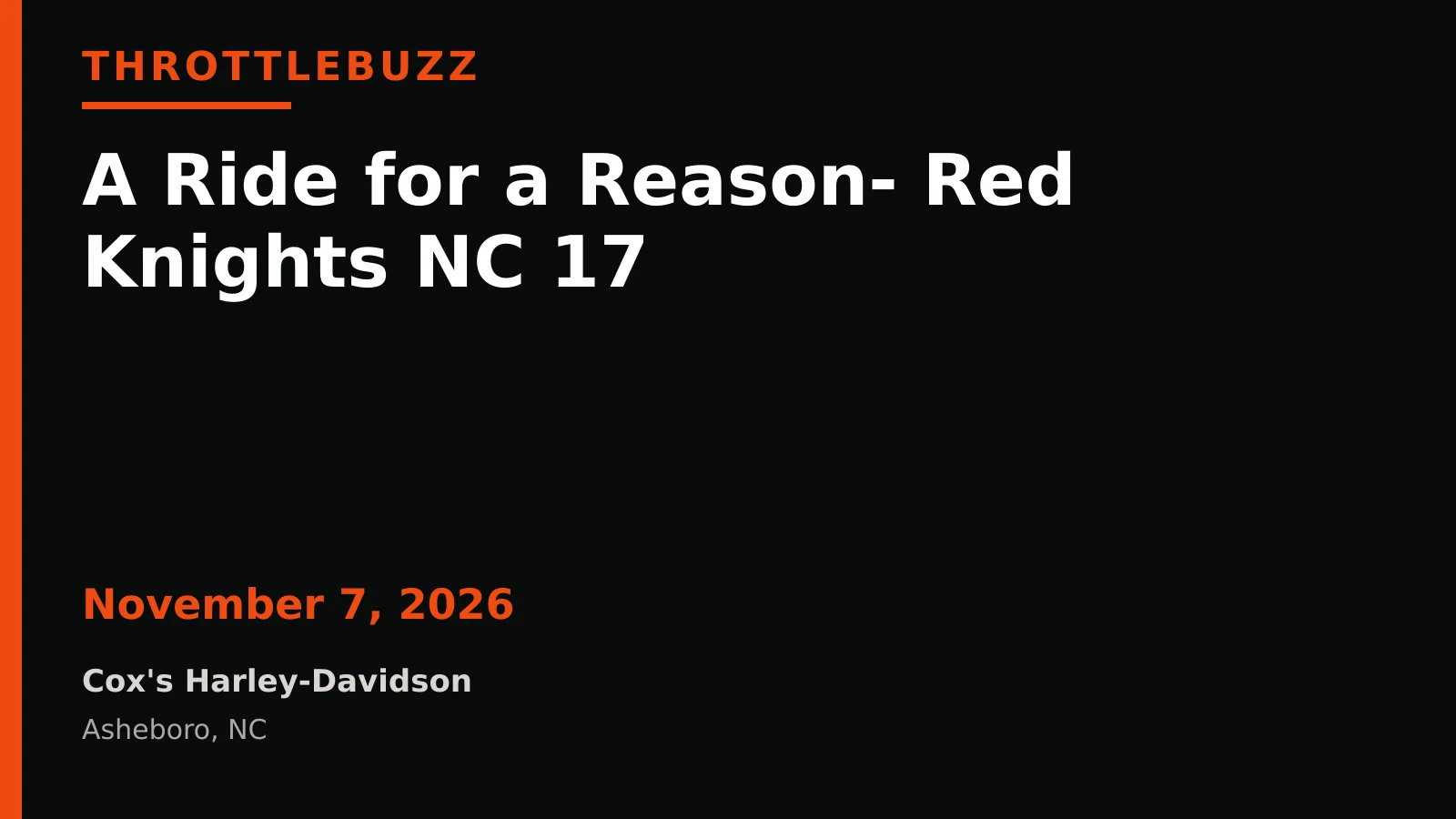 A Ride for a Reason- Red Knights NC 17 event flyer