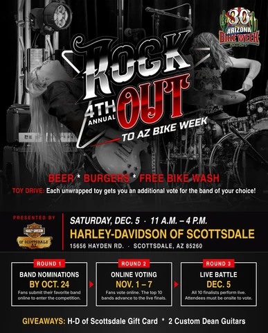 Band Nominations: Rock Out to AZ Bike Week event flyer