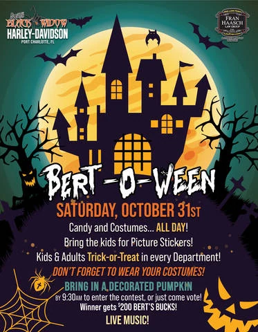 Bert-O-Ween at Berts Black Widow! event flyer