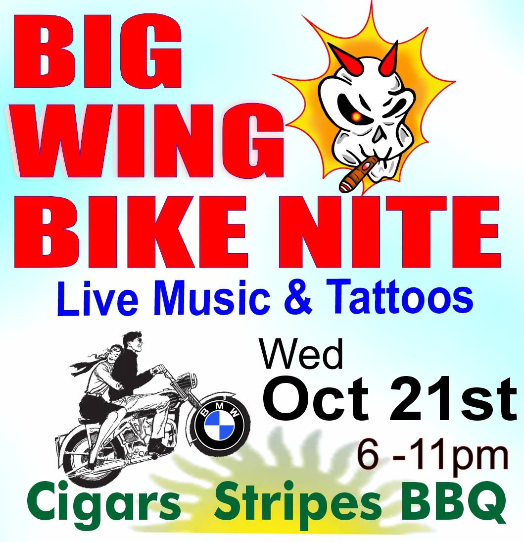 Big Wing Bike Night - Live Music & Tattoos event flyer