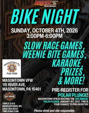 Bike Night at Masontown VFW event flyer