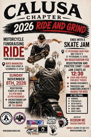 Calusa Chapter 2026 Ride & Grind event flyer