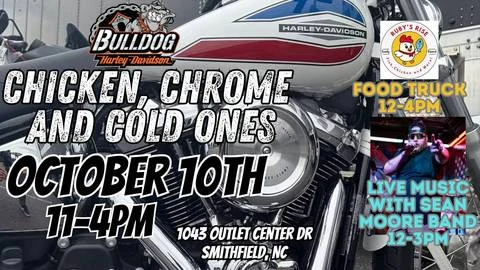 Chicken, Chrome and Cold Ones event flyer