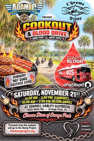 Chrome Divas Cookout and Blood Drive - Orange Park event flyer