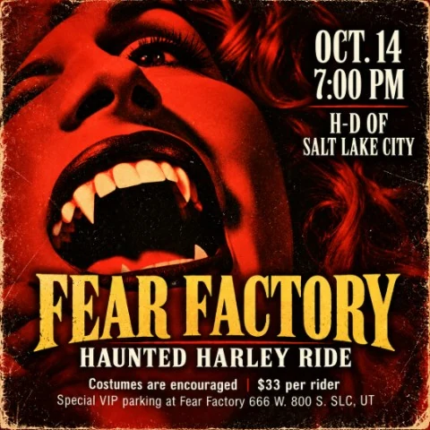 FEAR FACTORY HAUNTED HARLEY RIDE event flyer