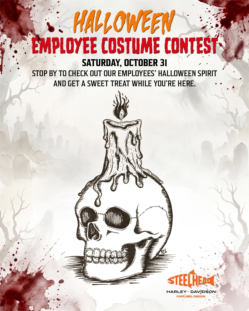 Halloween at Steelhead Harley-Davidson event flyer