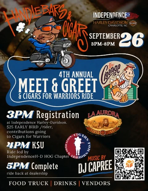 Handlebars & Cigars event flyer