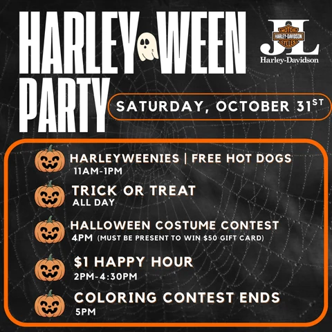 HARLEYWEEN PARTY | J&L Harley-Davidson event flyer