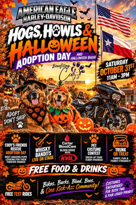 HOGS, HOWLS & HALLOWEEN event flyer
