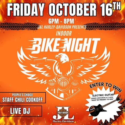 INDOOR BIKE NIGHT | J&L Harley-Davidson event flyer