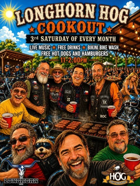 Longhorn HOG Cookout event flyer