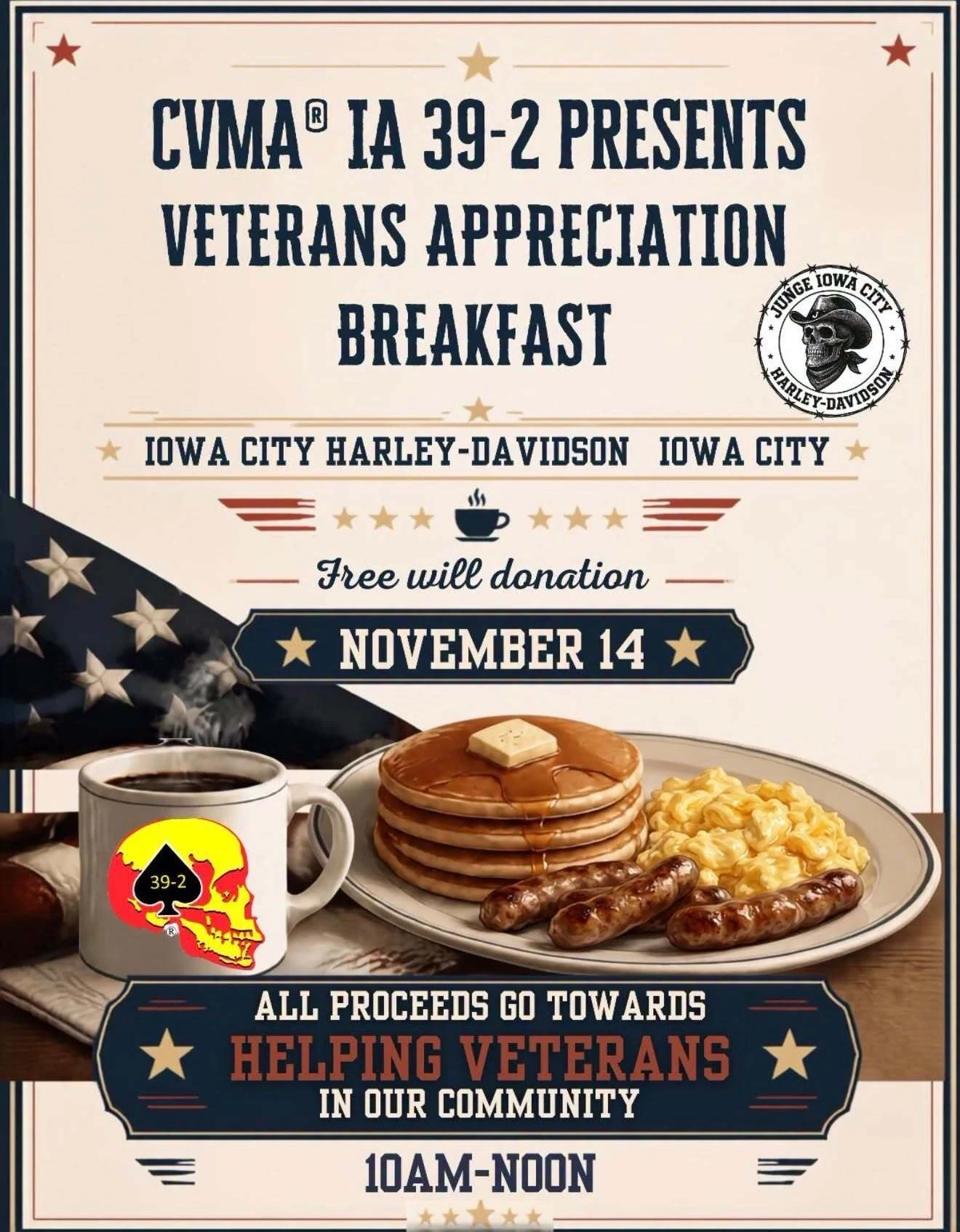 Pancake Breakfast with Combat Vets! event flyer
