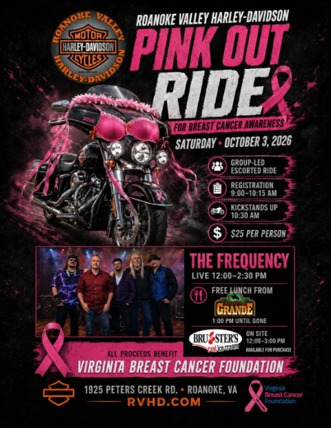 Pink Out Ride for Breast Cancer Awareness event flyer