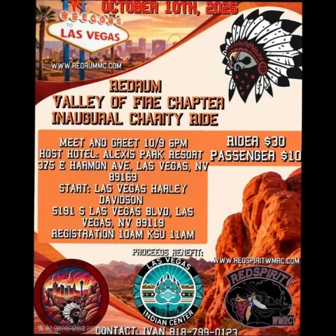 REDRUM Valley of Fire Chapter Inaugural Charity Ride event flyer