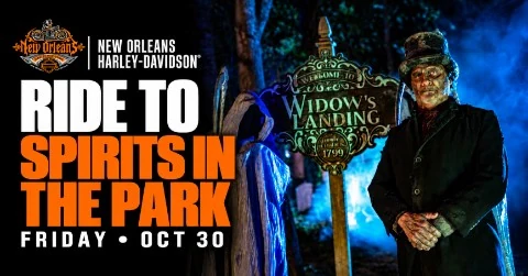 Ride to Spirits in the Park | New Orleans Harley-Davidson event flyer