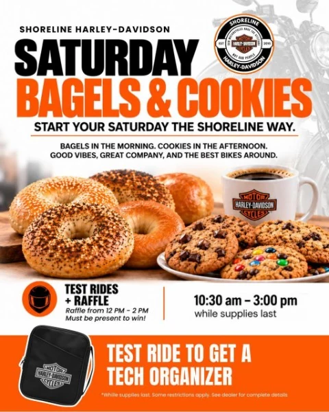 Saturday Bagels & Cookies event flyer