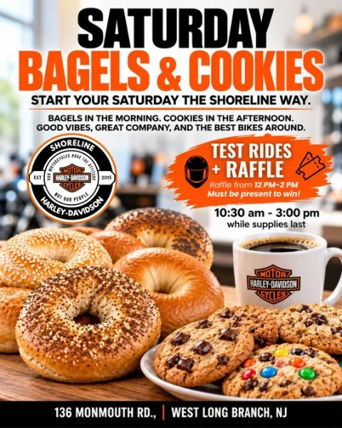 Saturday Bagels & Cookies event flyer