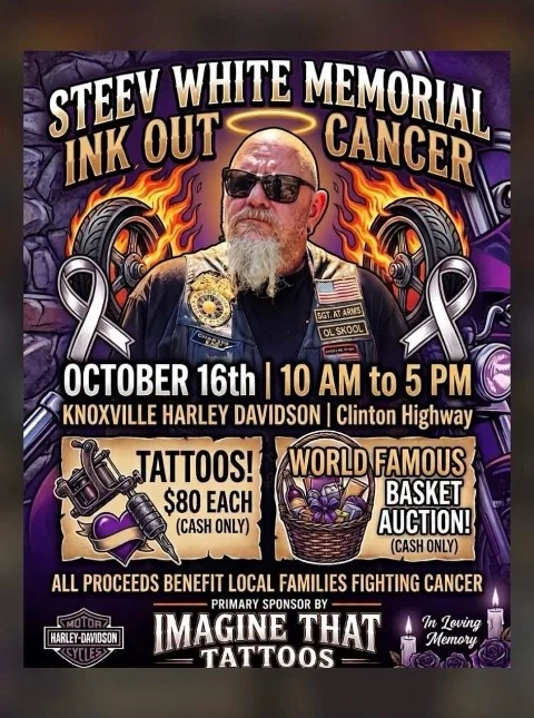 Steev White Memorial Ink Out Cancer event flyer