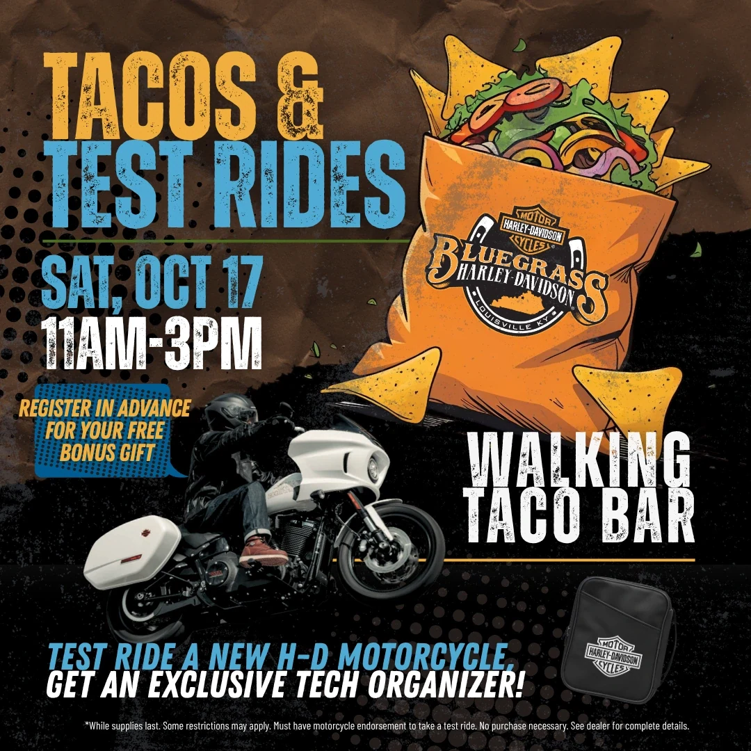 Tacos & Test Rides event flyer