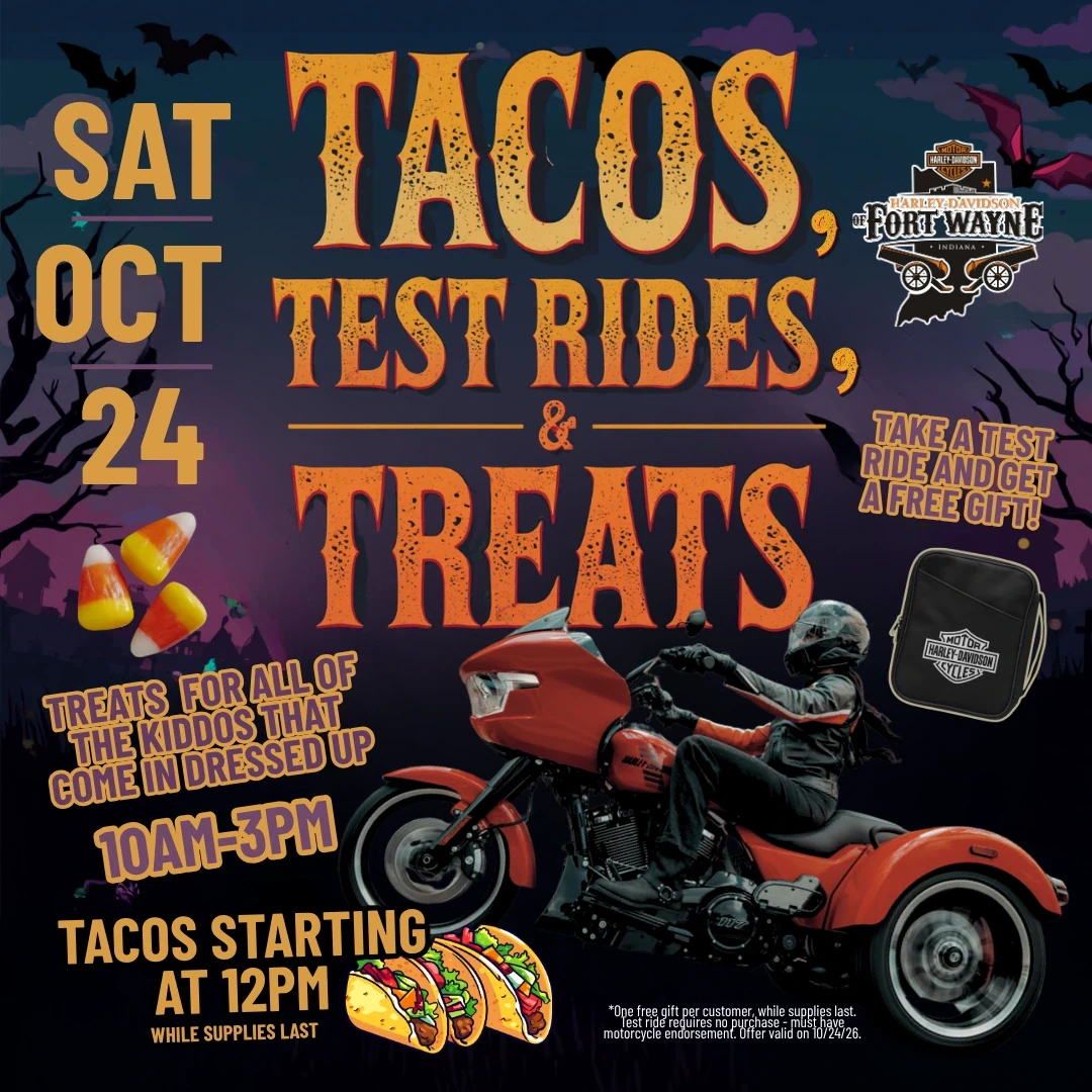Tacos, Test Rides, & Treats! event flyer