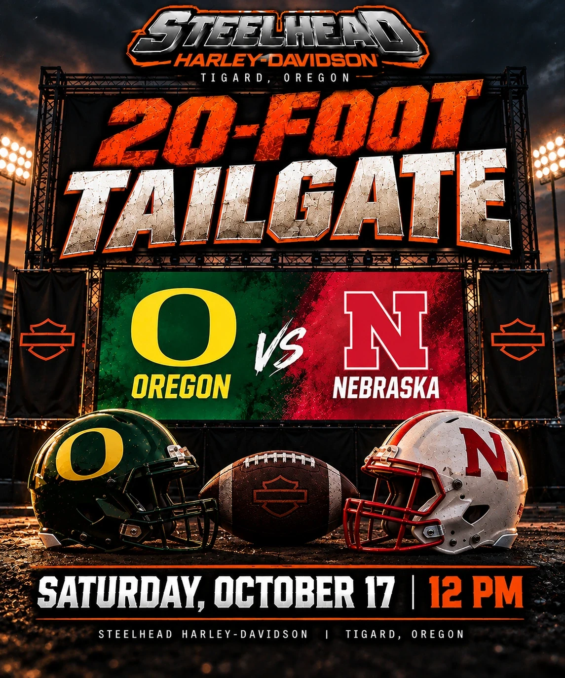 Twenty-Foot Tailgate: Nebraska @ Oregon event flyer