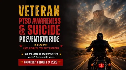 Veteran PTSD Awareness and Suicide Prevention Ride event flyer
