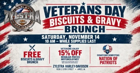 Veterans Day Biscuits & Gravy Brunch event flyer