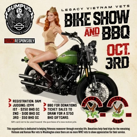 Vietnam Legacy Vets BBQ and Veterans Bike Show event flyer