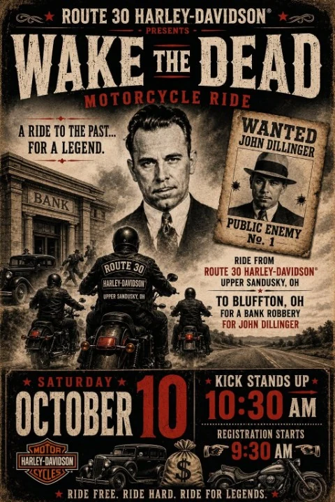 Wake the Dead - John Dillinger Reenactment event flyer