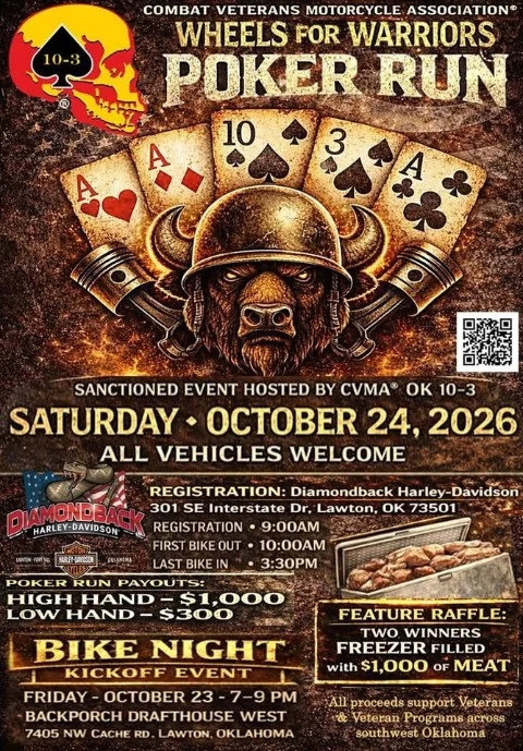 Wheels for Warriors Poker Run event flyer