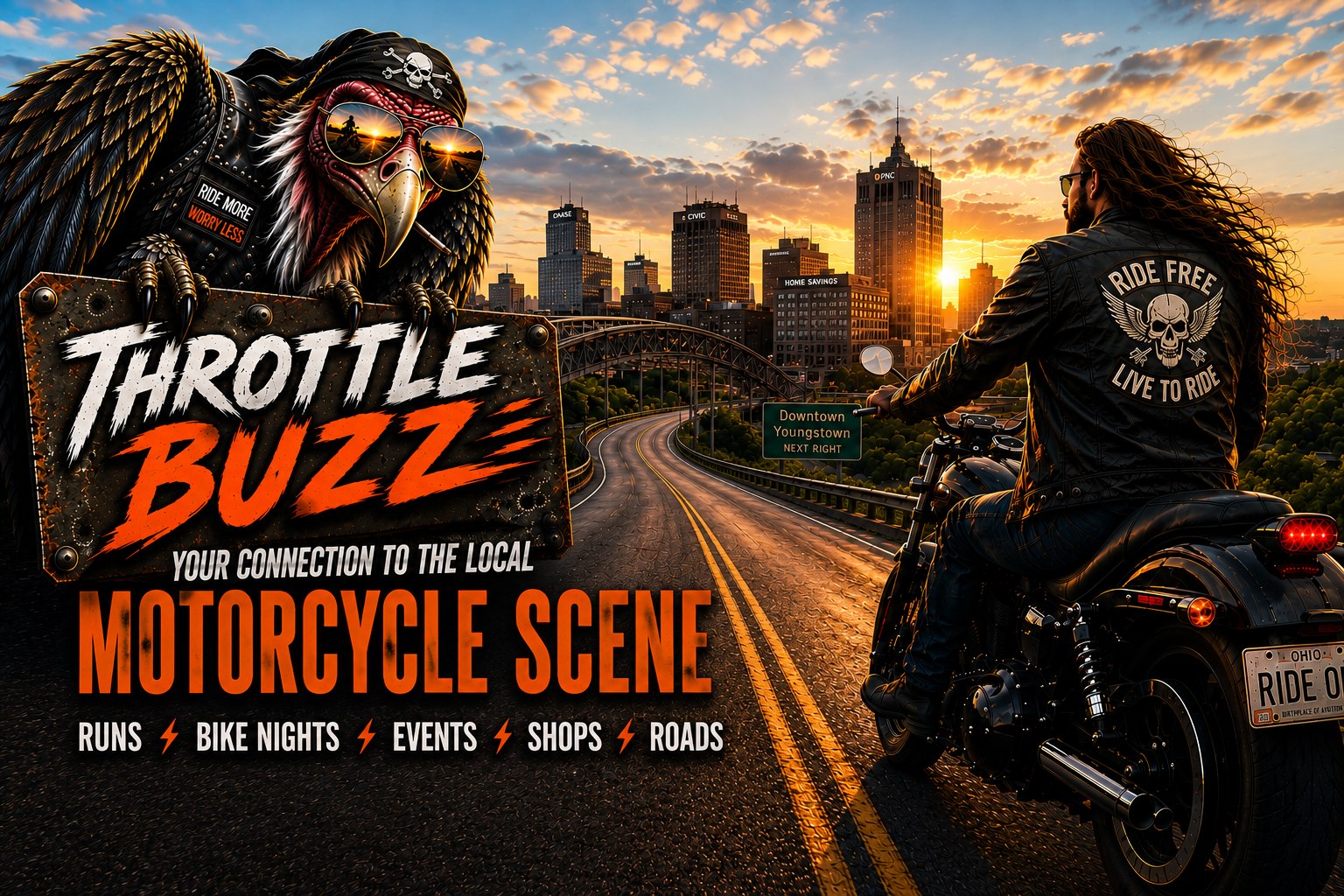 Throttle Buzz — your connection to the local motorcycle scene, featuring motorcycle events, bike nights, rides, shops and roads.
